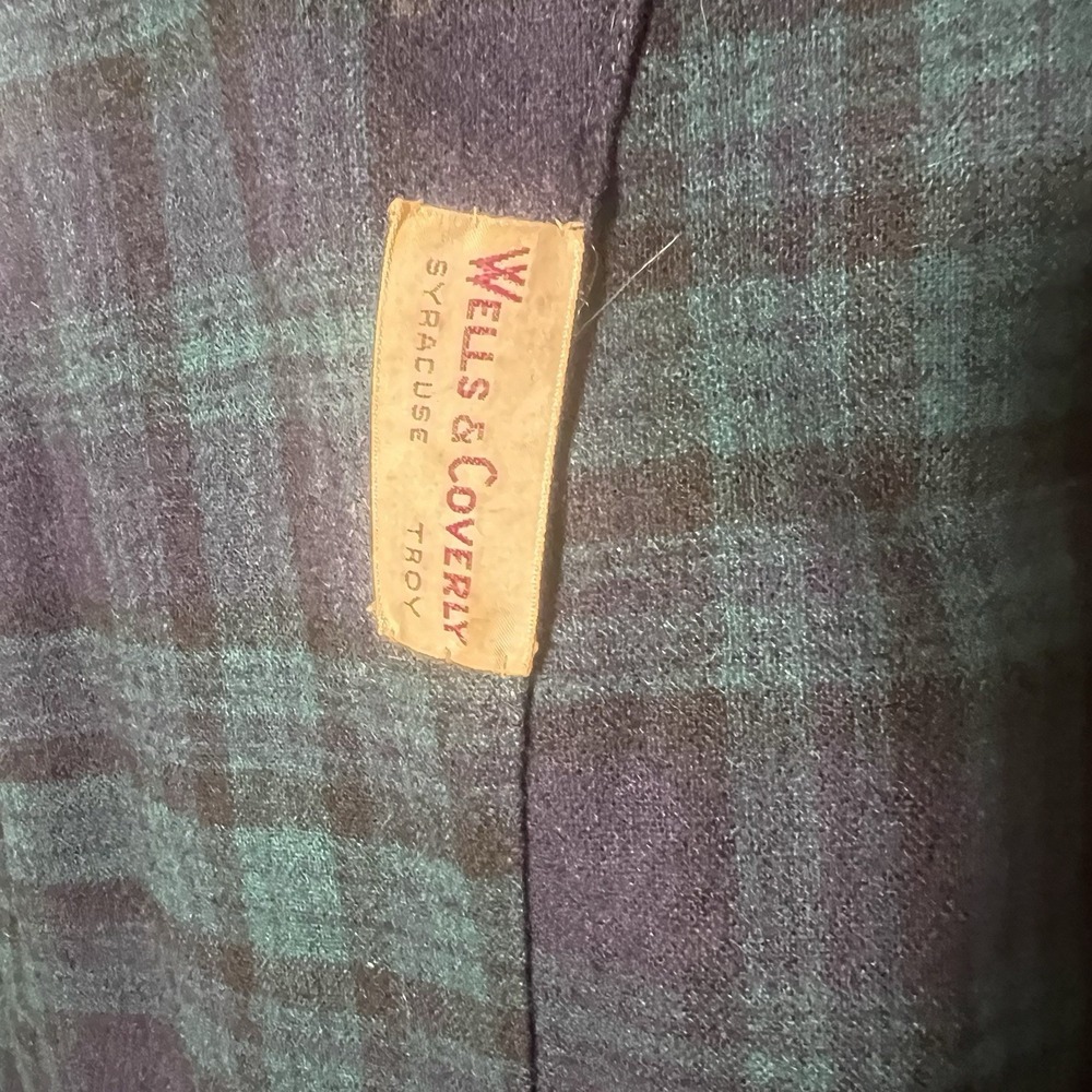 Vtg Pendleton Mills Bath Robe Blue Green Tartan Plaid Wool Shawl Collar USA L - Picture 8 of 9